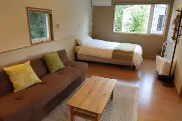 Sleeping and living space at the Trailers
