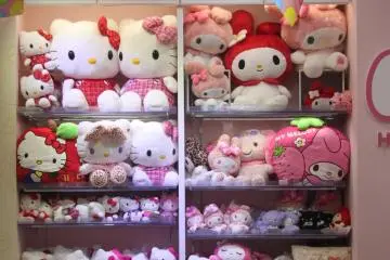 Hello Kitty and Melody plushies you want to just squish when you see them for some odd reason.