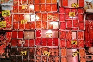 Several kinds of fish eggs and seafood