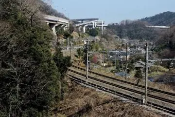 The loops and coils of Chuo Expressway dominate the landscape
