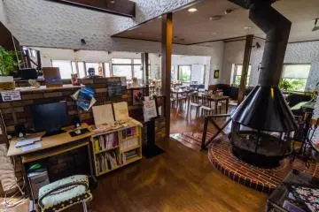 The dining area is cozy and boasts great views