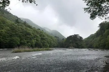 Bridge over river at Fukiware Falls