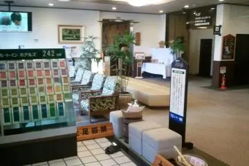 A view of the hotel lobby