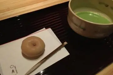 Traditional Kyoto sweets and green tea for dessert.