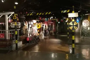 The theme park looking setting