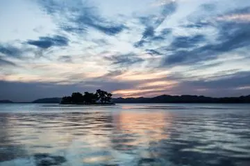 Bride Island, also known as Yomegashima, at sunset.