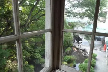Birdseye view of the koi fish pond