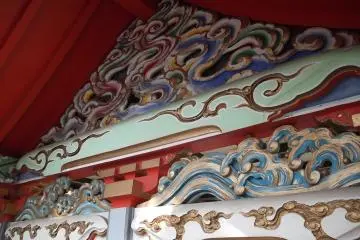 Colourful painted carvings