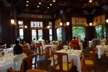 The Fujiya (French Cuisine) was built in 1930 and is crafted mainly of teak wood with views of traditional Japanese woodwork on the walls