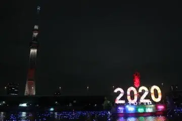 The lighting of the boat along with the special lighting of Tokyo Skytree in conjunction with the Tokyo Hotaru Festival. This event is to wish for luck and show support for Japan’s 2020 Olympic bid.