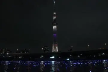 The special lighting Tokyo Skytree prepared in support of the event and the Olympic bid.