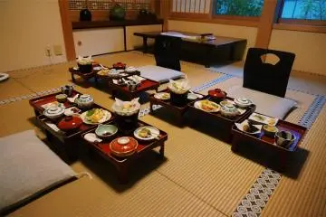 Sharing a meal at the temple