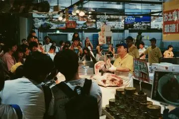 Watching the tuna filleting show