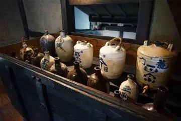A display of old bottles