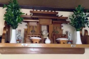 Inside the onsite restaurant that serves delicious breakfast and dinner, you can find the hotel's kamidana. A kamidana houses a diety that protects a building and inhibitiants.