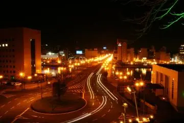 Nusamai bridge over the Kushiro River at night
