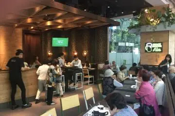 Indoor seating at the Tokyo International Forum branch.