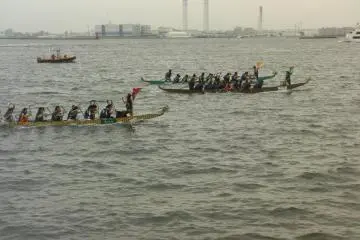 Powering their way across the water