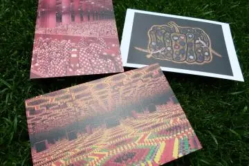 postcards of exhibits from the gift shop