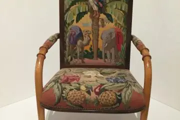 Armchair designed by Rene Prou and original drawing for tapestry by Edmond Tapissier, 193