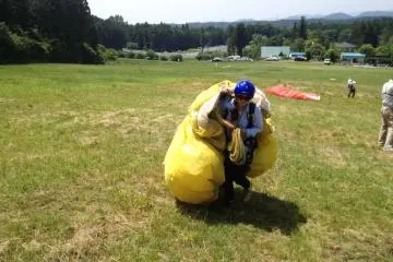 Hauling the gear back up the hill for another go