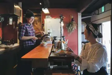 Relaxing in a cafe in Ozu