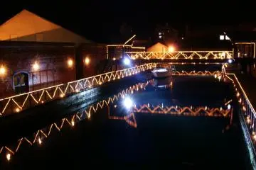 Boats light up at night