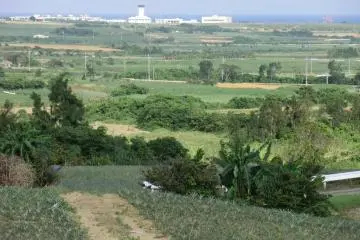 Eastern Ishigaki farmland of Shiraho and the new airport in the distance