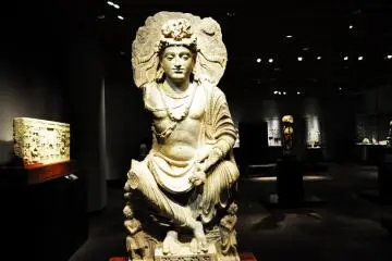 Crossed-legged Bodhisattva from Pakistan from the 2nd or third century. (Photo: Michelle Madden)