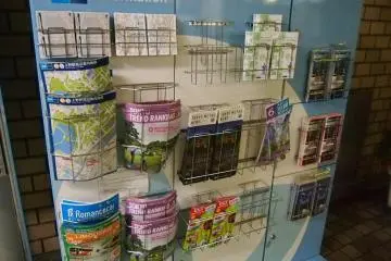 Free pamphlets for visitors are available at stands like these. There is even a map specially for the area around Ueno Station for tourists.