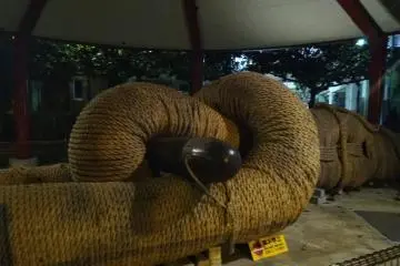 Kibogaoka Park hosts a display showing how the two half-ropes are connected.