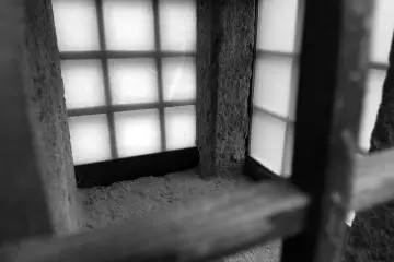 Inside a display lantern, reflective of the mood at the shrine of General Nogi who, with his wife Shizuko, committed ritual suicide upon the passing of the Meiji Emperor