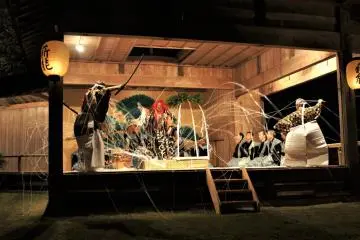 A performance on Sado Island, one of the homes of noh theatre