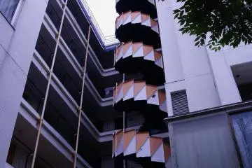 Take the elevator or spiral staircase