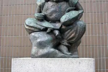 Statue of Ebisu located next to the station.