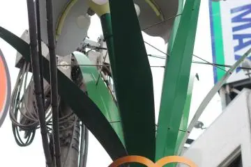 Check out the colorful floral streetlamps across the street from Ebisu Station.