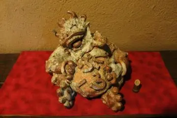 Another ceramic character enlivens the interior of Kokemushiro Café