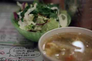 Enjoy soup and salad with your lunch set.
