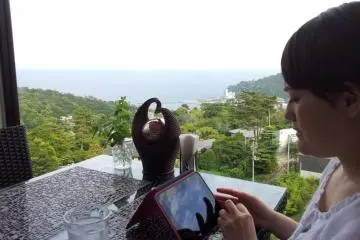 Spectacular backdrop for a meal or just some internet surfing (Photo: KWHedlund)