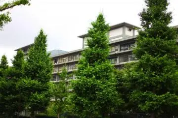 Glimpsing ministerial buildings through the greenery