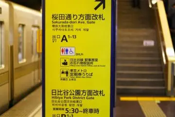Clear English signs on the platform