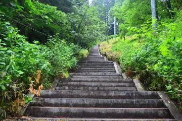 Long steps that lead up to the main entrance of Kumano Shrine. Access is also possible by car. (Photo: Mifthanzi Ariana Sarashanti)