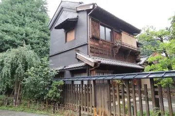 Old traditional style Japanese house at the side of the shrine