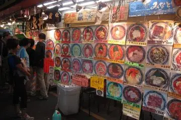 Menu Wall at Ameyoko Street in Ueno Tokyo