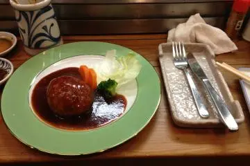Chicken hamburger with demi-glace sauce