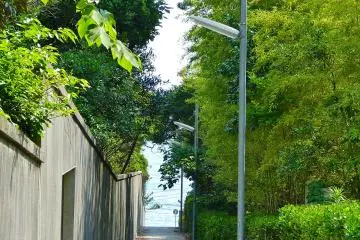 A narrow path to a beach (next to the museum)