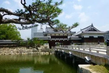 The moat travels all around the castle