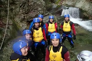 Taken prior to the 20-meter drop. I think our faces say it all. (Photo: Canyons Japan)