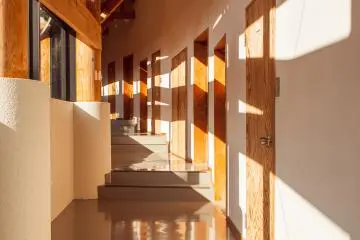 The hallway along which the bedrooms are situated.
