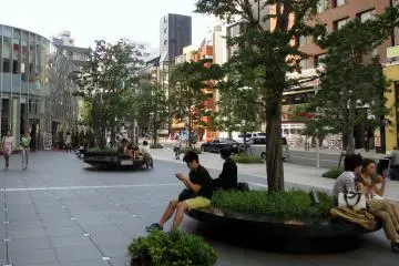 Surprising but welcome greenery in the middle of a busy city